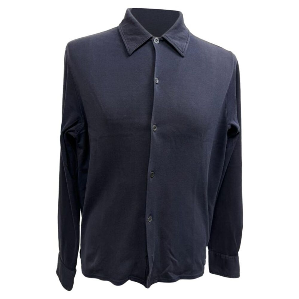 Prada Button-Down Long Sleeve Shirt in Navy Blue Cotton